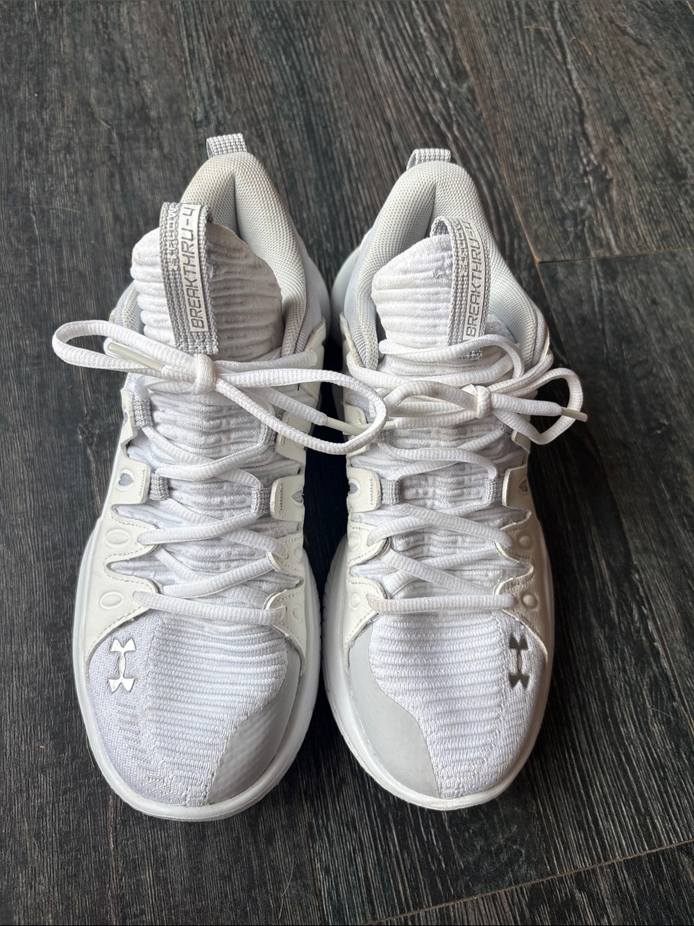 Under Armour White Mesh Lace-Up Athletic Sneakers
